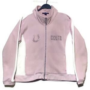 Indianapolis Colts Full Zip Up Jacket Women's Size 1X Pink and White Embroidered